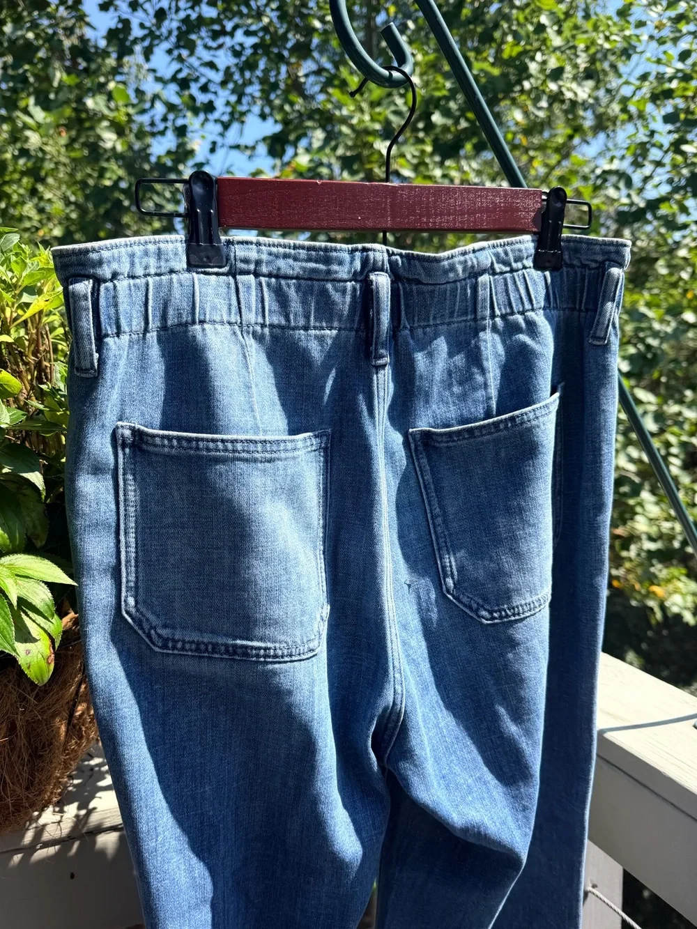 J Crew Re-Imagined Soft Flowy Elastic Waist Blue Jeans Trousers Size 28 Cotton